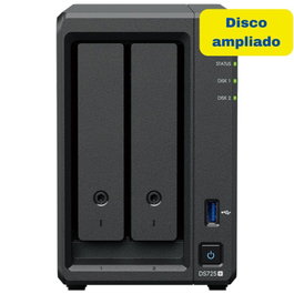 Synology DS725+ NAS 2 Bahías con 8TB HDD (2x4TB), 4GB RAM DDR4, AMD Ryzen, Puerto 2.5GbE, Formato Torre - Alm. Hasta 140TB